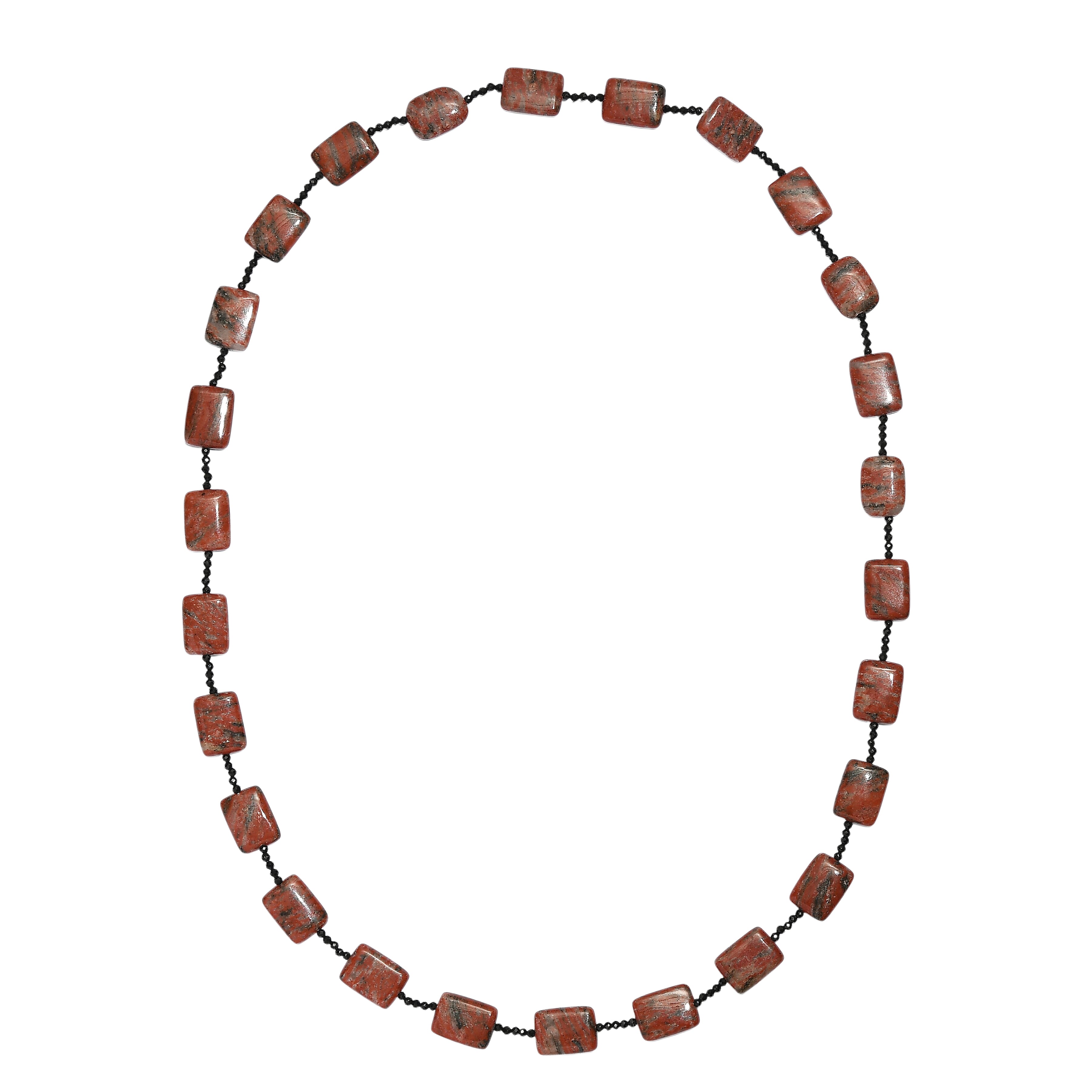 Red Jasper & Black Spinel Necklace (Size - 26) 255.00 Ct.