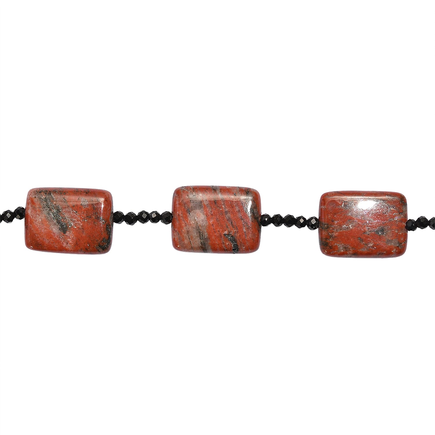 Red Jasper & Black Spinel Necklace (Size - 26) 255.00 Ct.