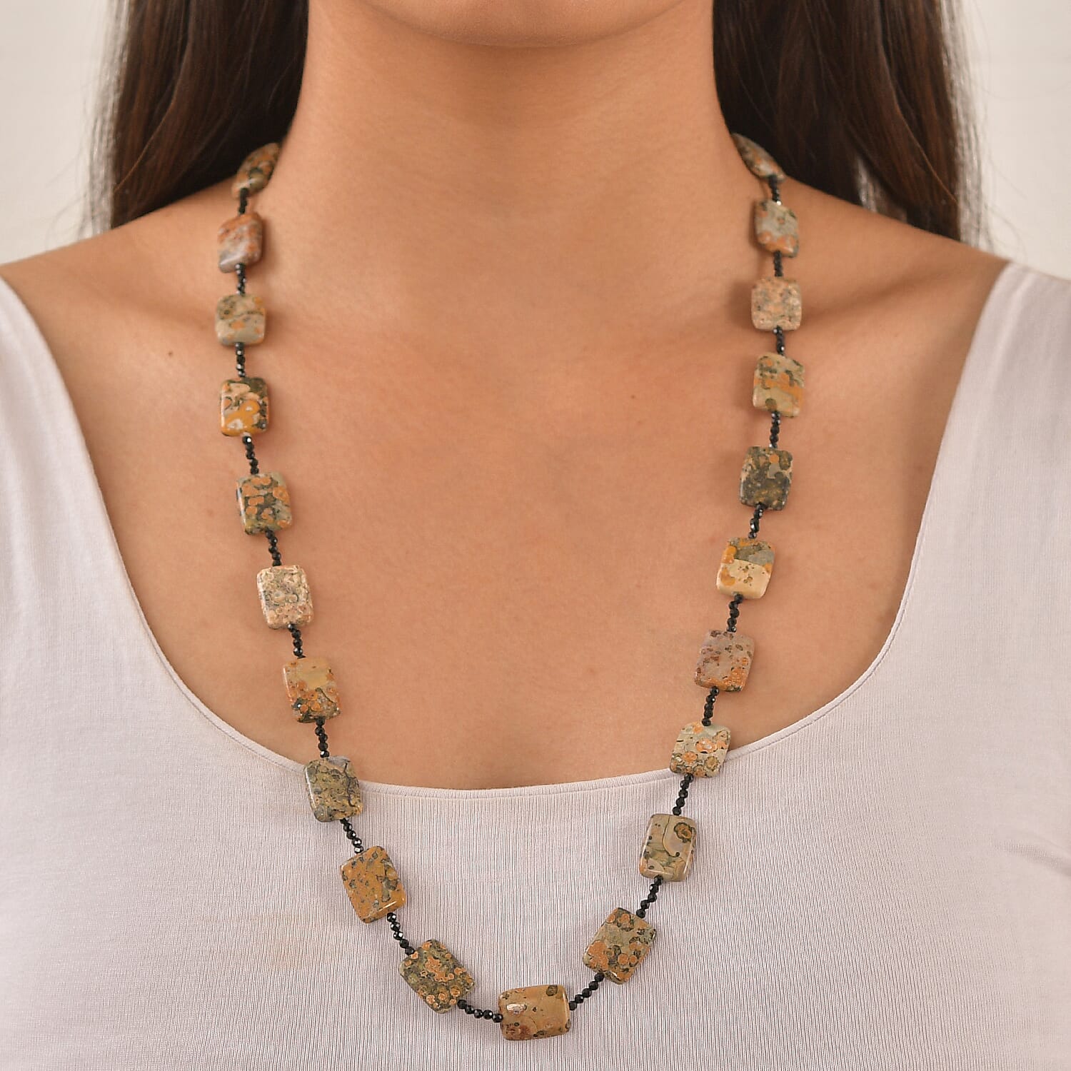 Bumble Bee Jasper & Black Spinel Necklace (Size - 26) 215.00 Ct.