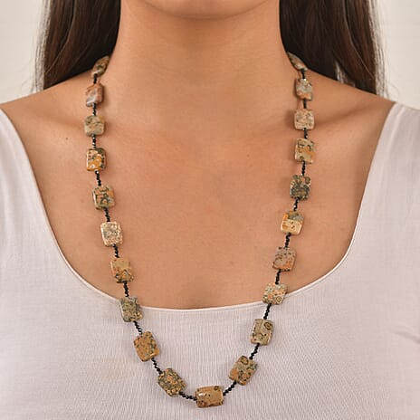Bumble Bee Jasper & Black Spinel Necklace (Size - 26) 215.00 Ct.