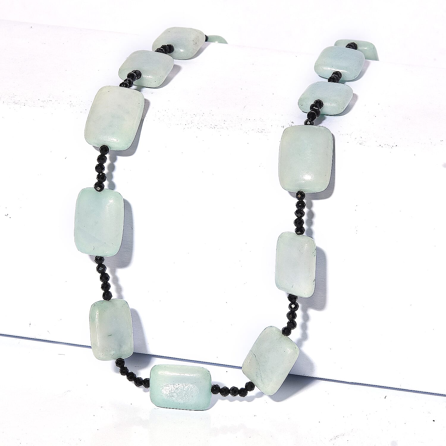 Amazonite & Black Spinel Necklace (Size - 26) 280.00 Ct.