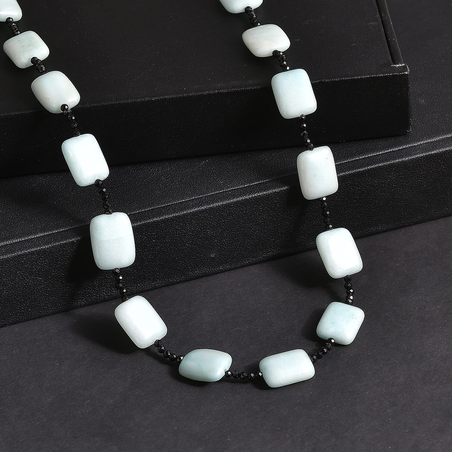 Amazonite & Black Spinel Necklace (Size - 26) 280.00 Ct.
