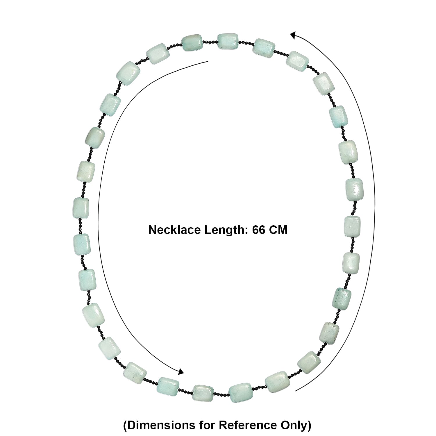Amazonite & Black Spinel Necklace (Size - 26) 280.00 Ct.