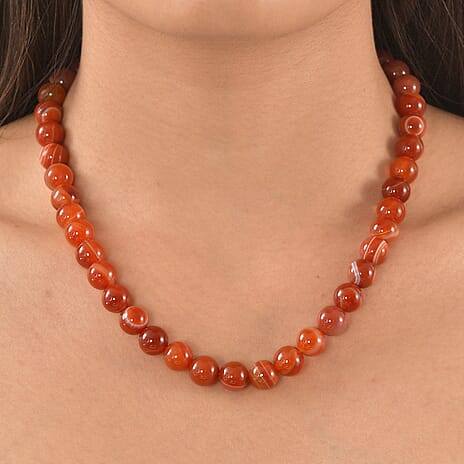 Banded Agate Beads Necklace (Size - 18-2 Ext)