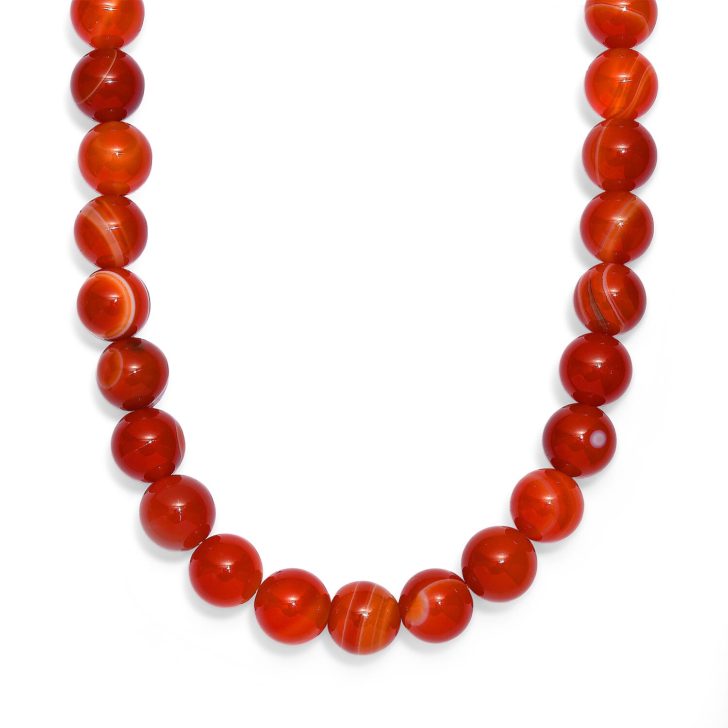 EverTrue - Banded Agate Beads Necklace (Size - 18-2 Ext) in Yellow Gold Tone 1.50 Ct.