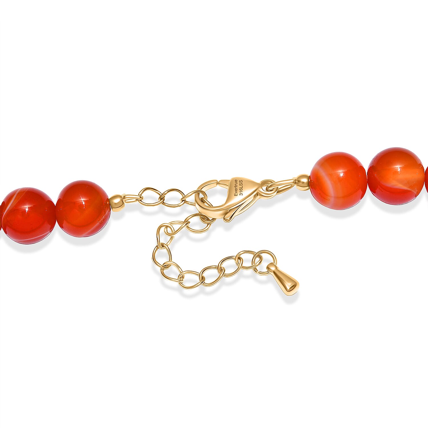 EverTrue - Banded Agate Beads Necklace (Size - 18-2 Ext) in Yellow Gold Tone 1.50 Ct.