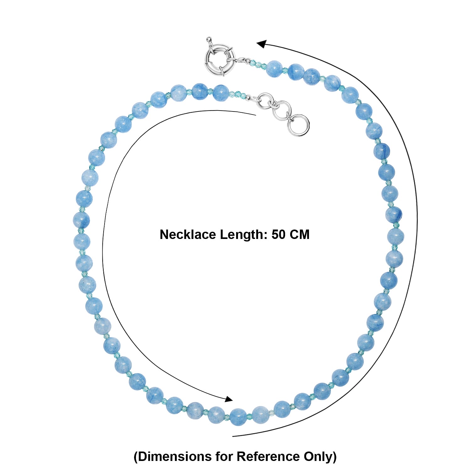 EverTrue - Milky Aquamarine & Blue Apatite Beads Necklace (Size - 20-1 Ext) 185.00 Ct.