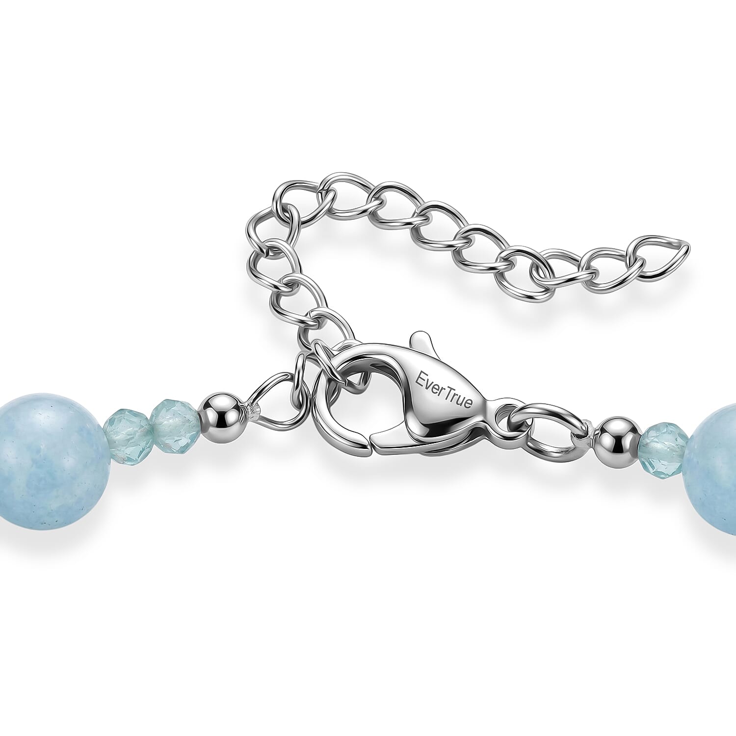 EverTrue - Milky Aquamarine & Blue Apatite Beads Bracelet (Size - 7.5-2 Ext) 63.00 Ct.