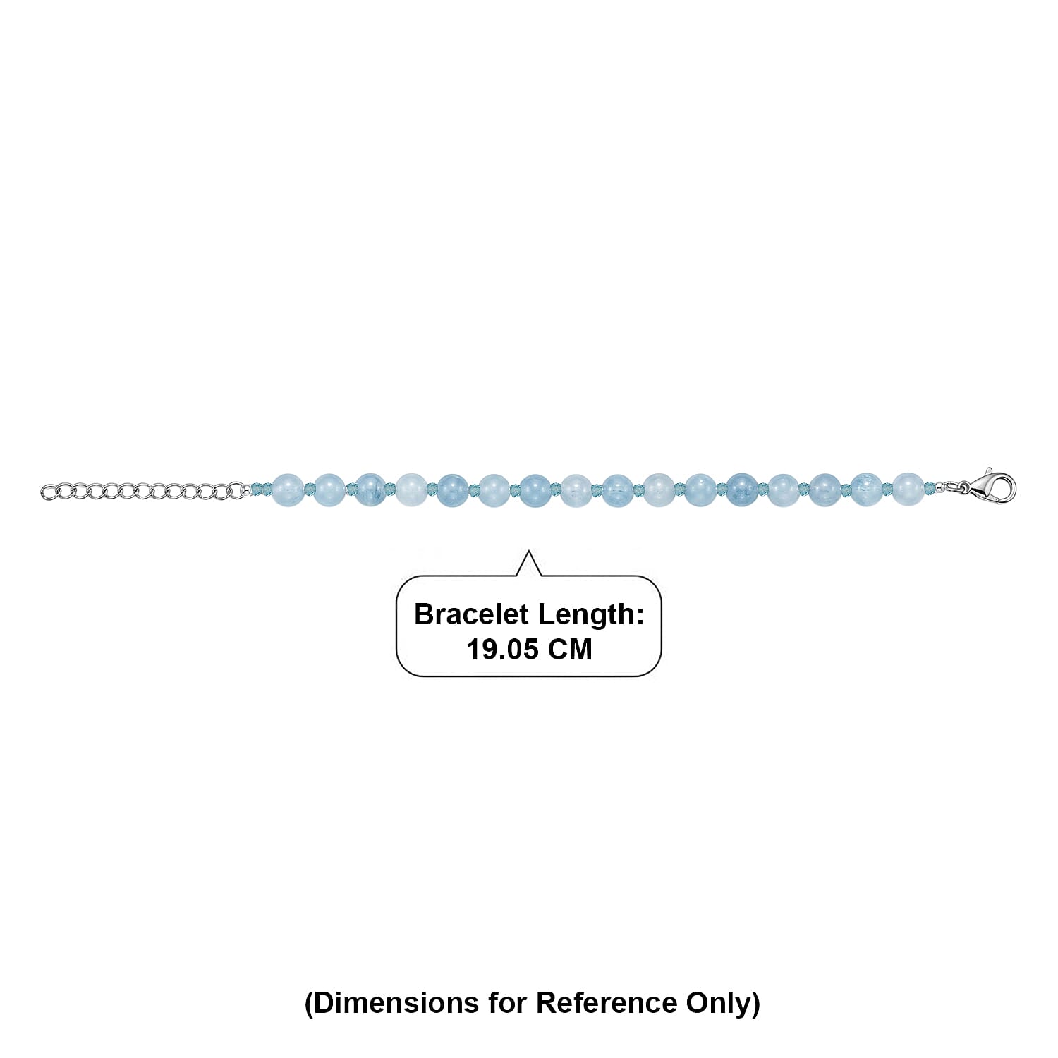 EverTrue - Milky Aquamarine & Blue Apatite Beads Bracelet (Size - 7.5-2 Ext) 63.00 Ct.
