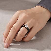 D'Joy 9K Yellow Gold SI Natural Jade, Lab Grown Diamond SI Fancy Ring, Gold Wt.0.2 Gms  16.500  Ct.