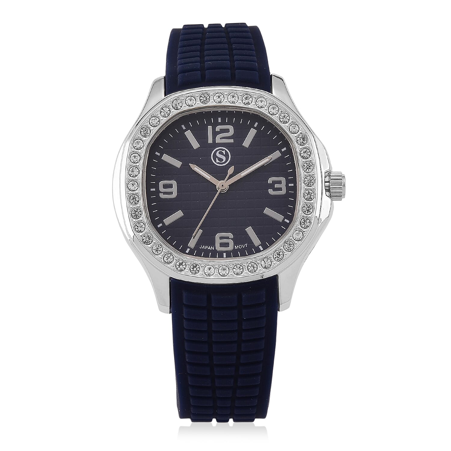 STRADA Classic PC21S Japan Movement Water Resistant Blue Hydraulic Literal Dial & PNP Steel Plating Unisex Watch with Blue Silicone Strap