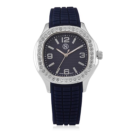 STRADA Classic PC21S Japan Movement Water Resistant Blue Hydraulic Literal Dial & PNP Steel Plating Unisex Watch with Blue Silicone Strap