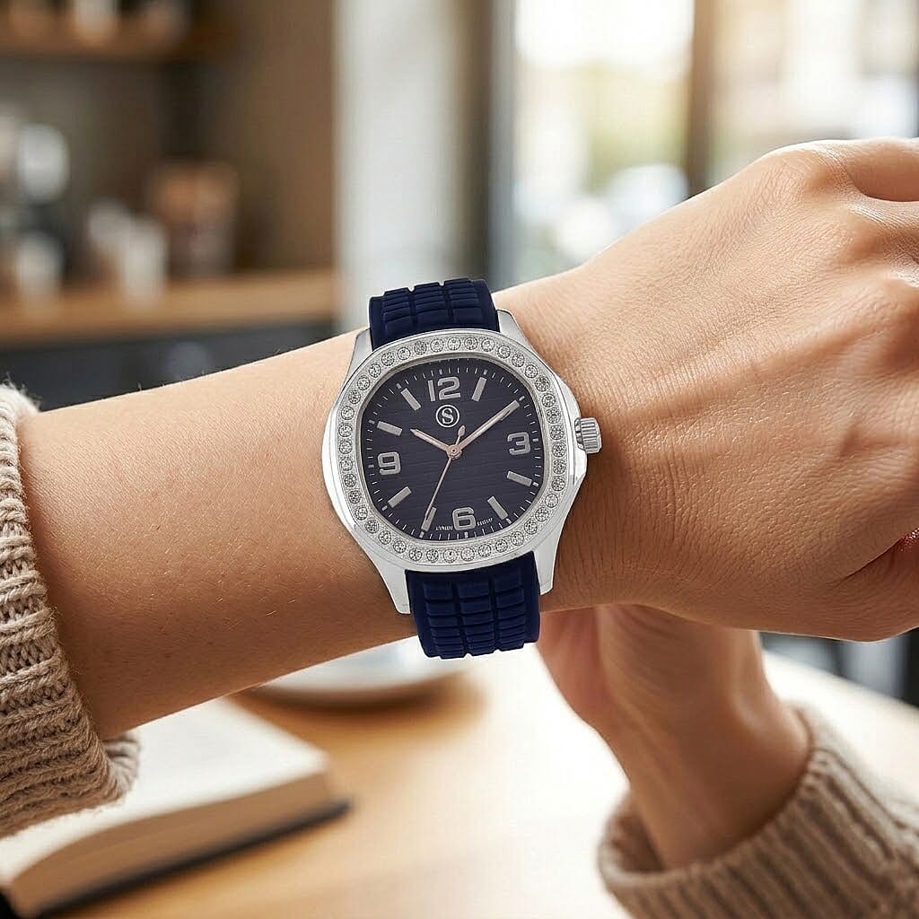 STRADA Classic PC21S Japan Movement Water Resistant Blue Hydraulic Literal Dial & PNP Steel Plating Unisex Watch with Blue Silicone Strap