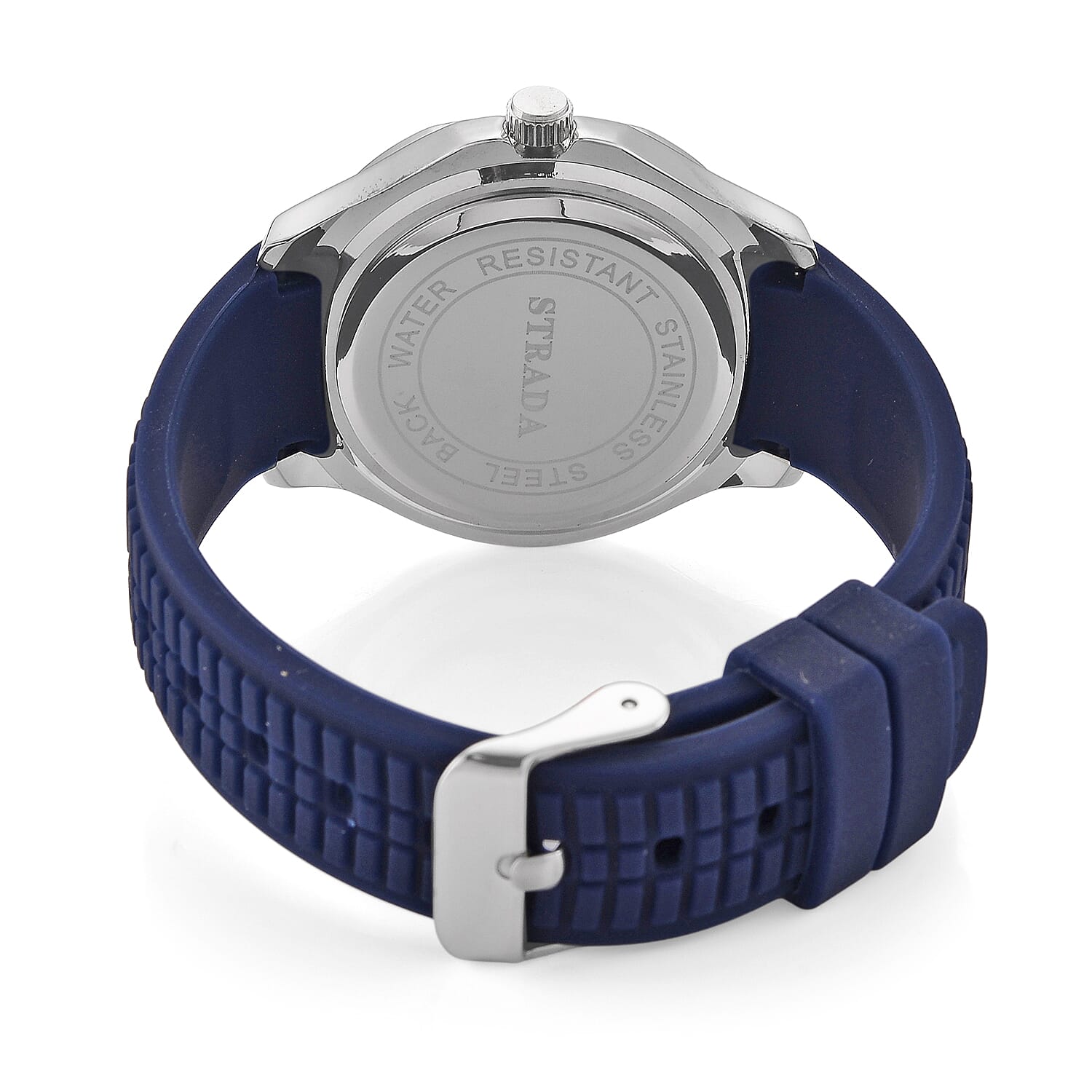 STRADA Classic PC21S Japan Movement Water Resistant Blue Hydraulic Literal Dial & PNP Steel Plating Unisex Watch with Blue Silicone Strap