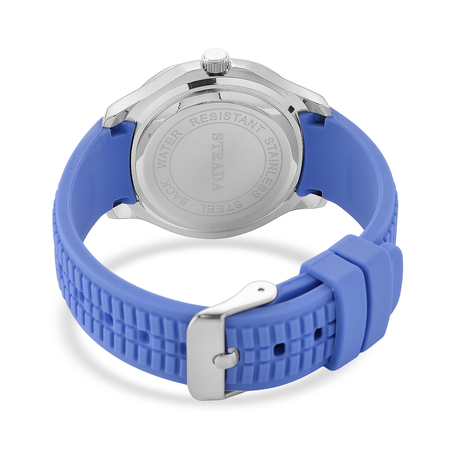 STRADA Classic PC21S Japan Movement Water Resistant Light Blue Hydraulic Literal Dial & PNP Steel Plating Unisex Watch with Light Blue Silicone Strap