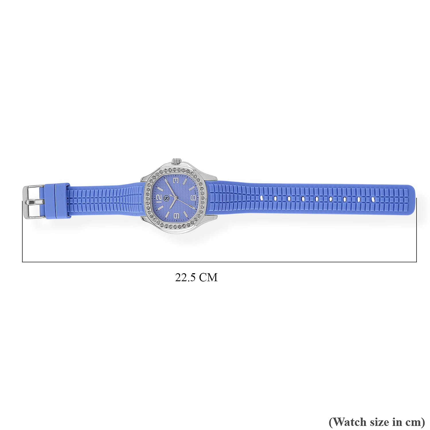 STRADA Classic PC21S Japan Movement Water Resistant Light Blue Hydraulic Literal Dial & PNP Steel Plating Unisex Watch with Light Blue Silicone Strap