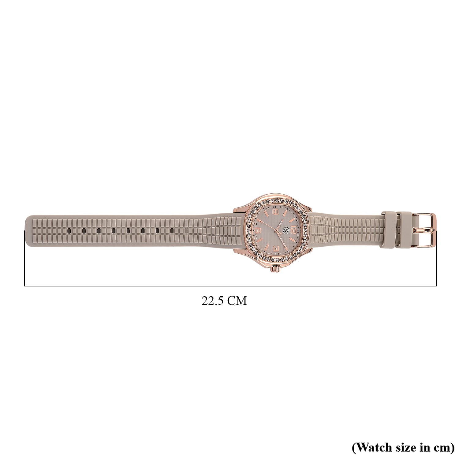 STRADA Classic PC21S Japan Movement Water Resistant Khaki Hydraulic Literal Dial & PNP Rose Gold Plating Unisex Watch with Khaki Silicone Strap