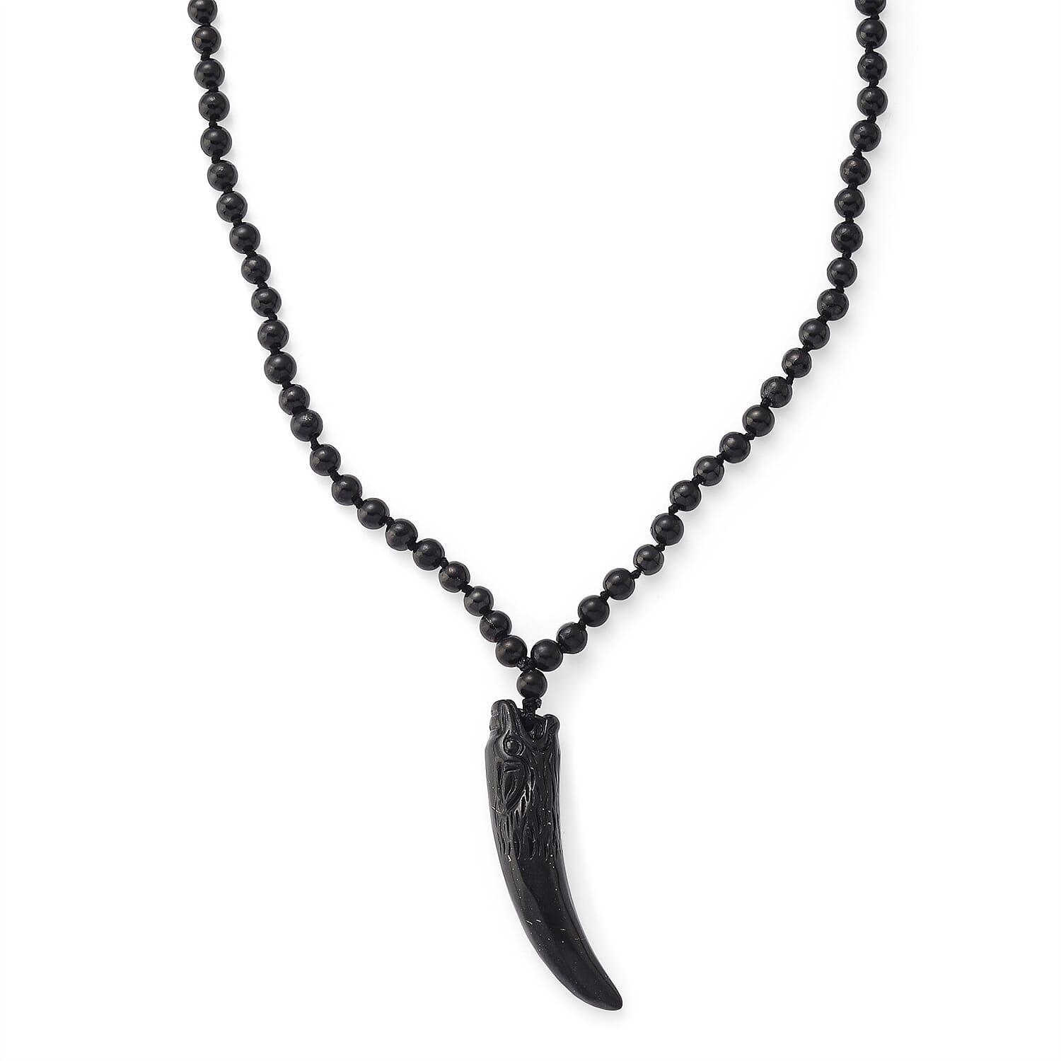 Shungite Tusk Carved Necklace (Size - 28) 130.00 Ct.
