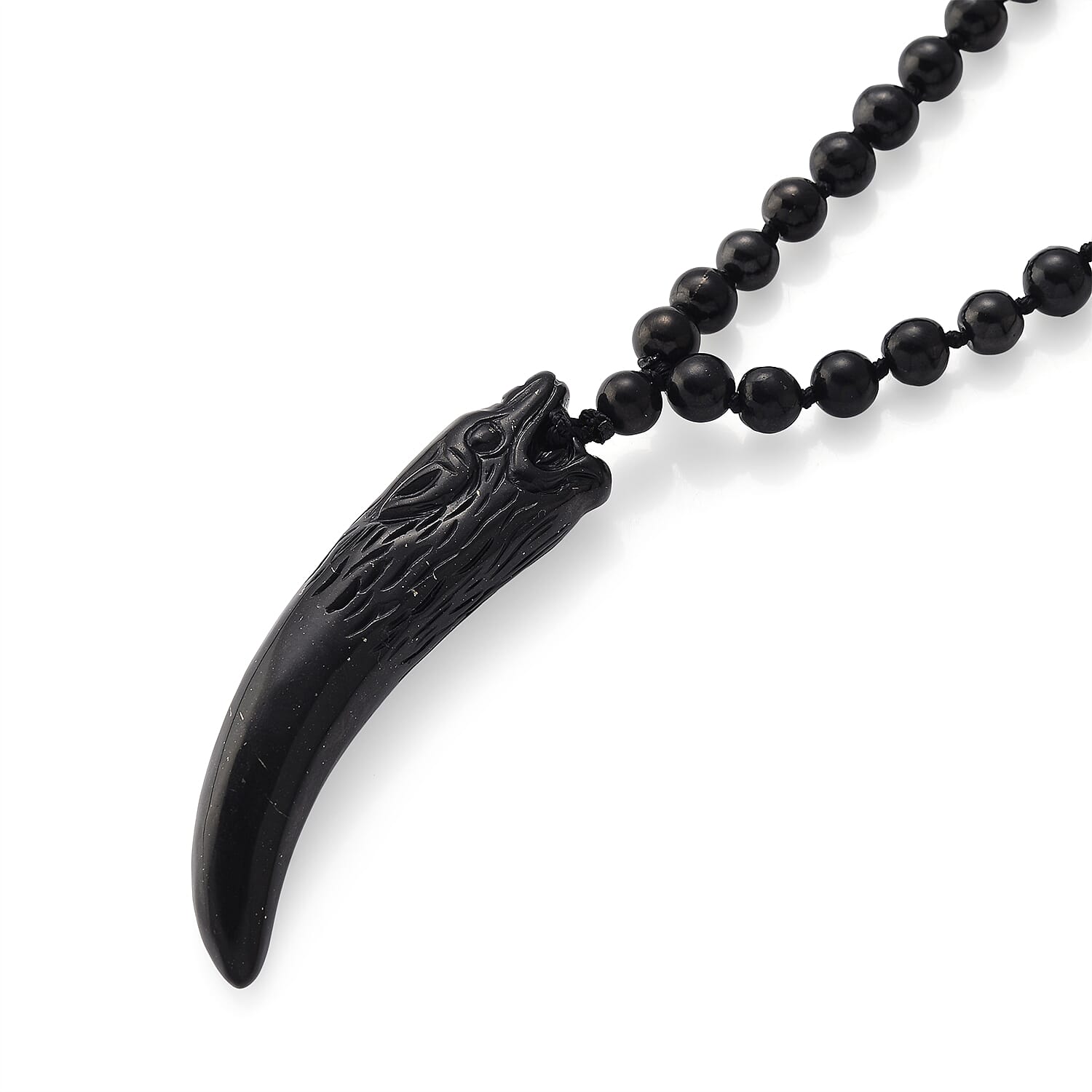 Shungite Tusk Carved Necklace (Size - 28) 130.00 Ct.