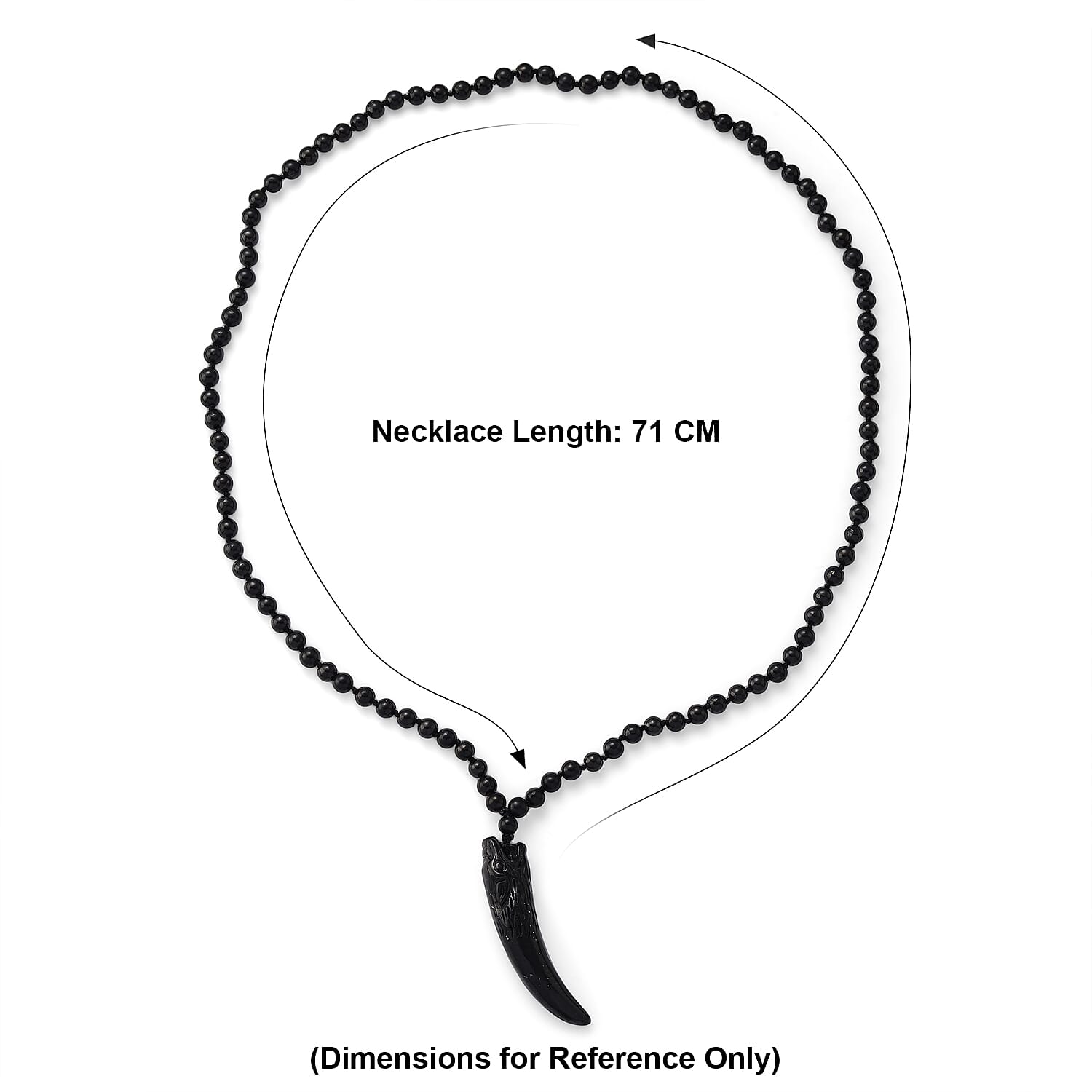 Shungite Tusk Carved Necklace (Size - 28) 130.00 Ct.