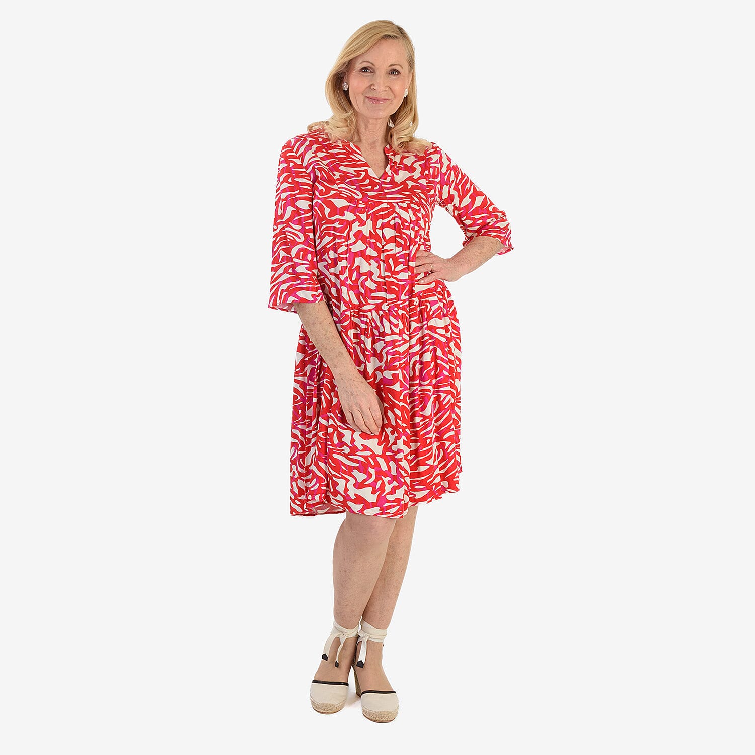 New Look Printed Midi Dress (Size 20) - Red & White