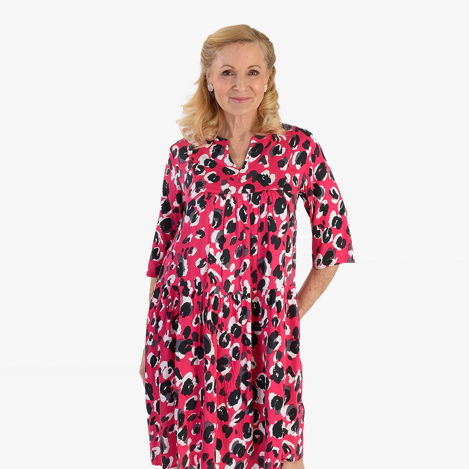 New Look Printed Midi Dress (Size 20) - Pink & Black