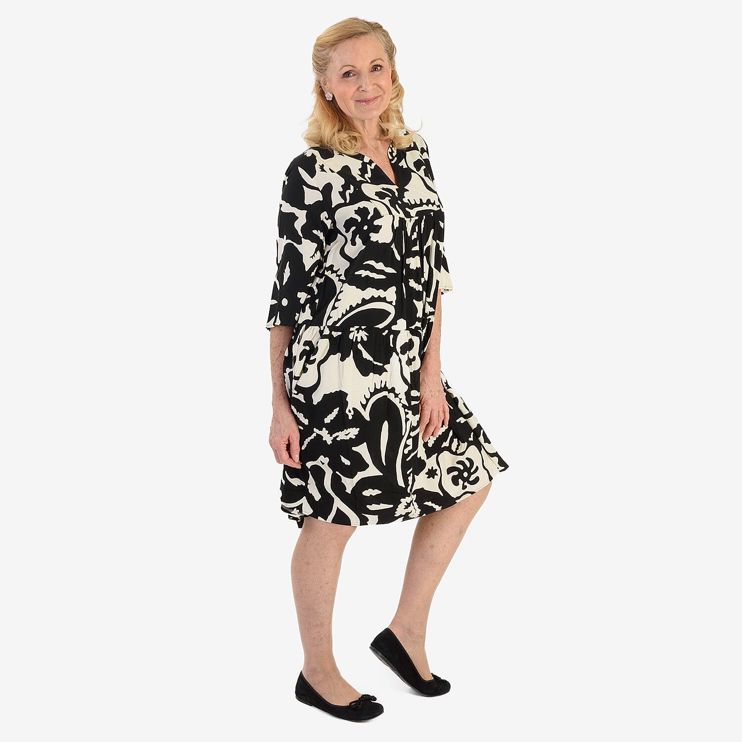 New Look Printed Midi Dress (Size 20) - Black & White