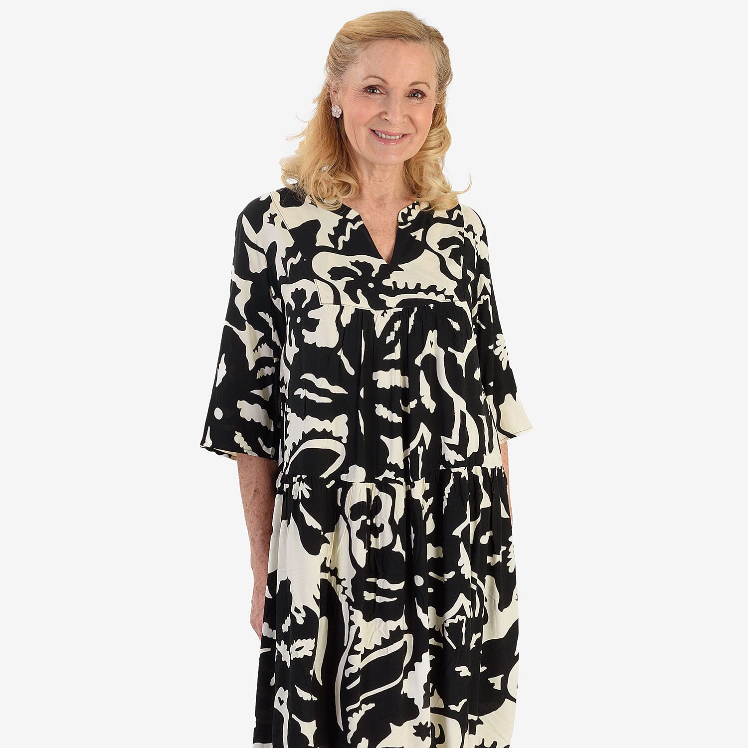 New Look Printed Midi Dress (Size 20) - Black & White