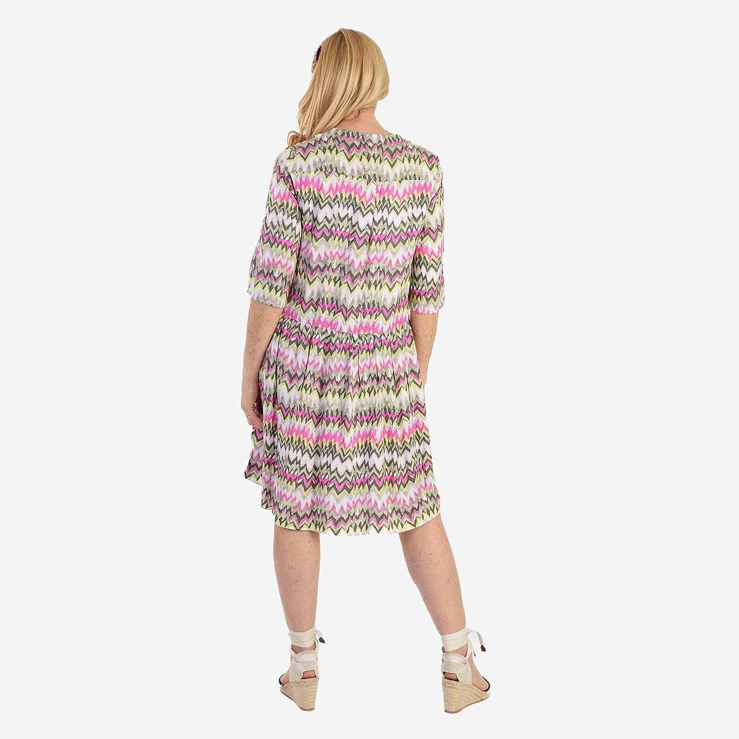 New Look Printed Midi Dress (Size 18) - Olive & Pink