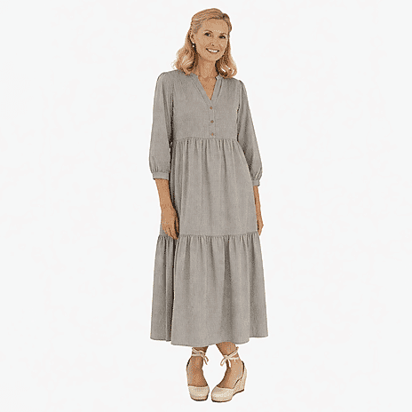Marina Kaneva Puffed Sleeve Dress (Size 18) - Grey