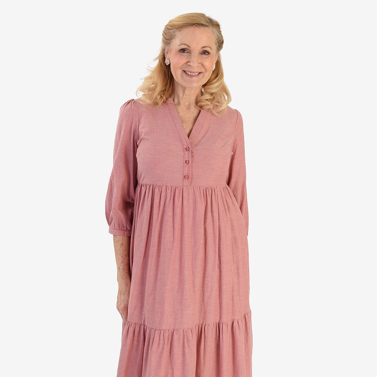 Marina Kaneva Puffed Sleeve Dress (Size 12) - Peach