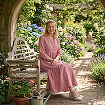 Marina Kaneva Puffed Sleeve Dress (Size 10) - Peach