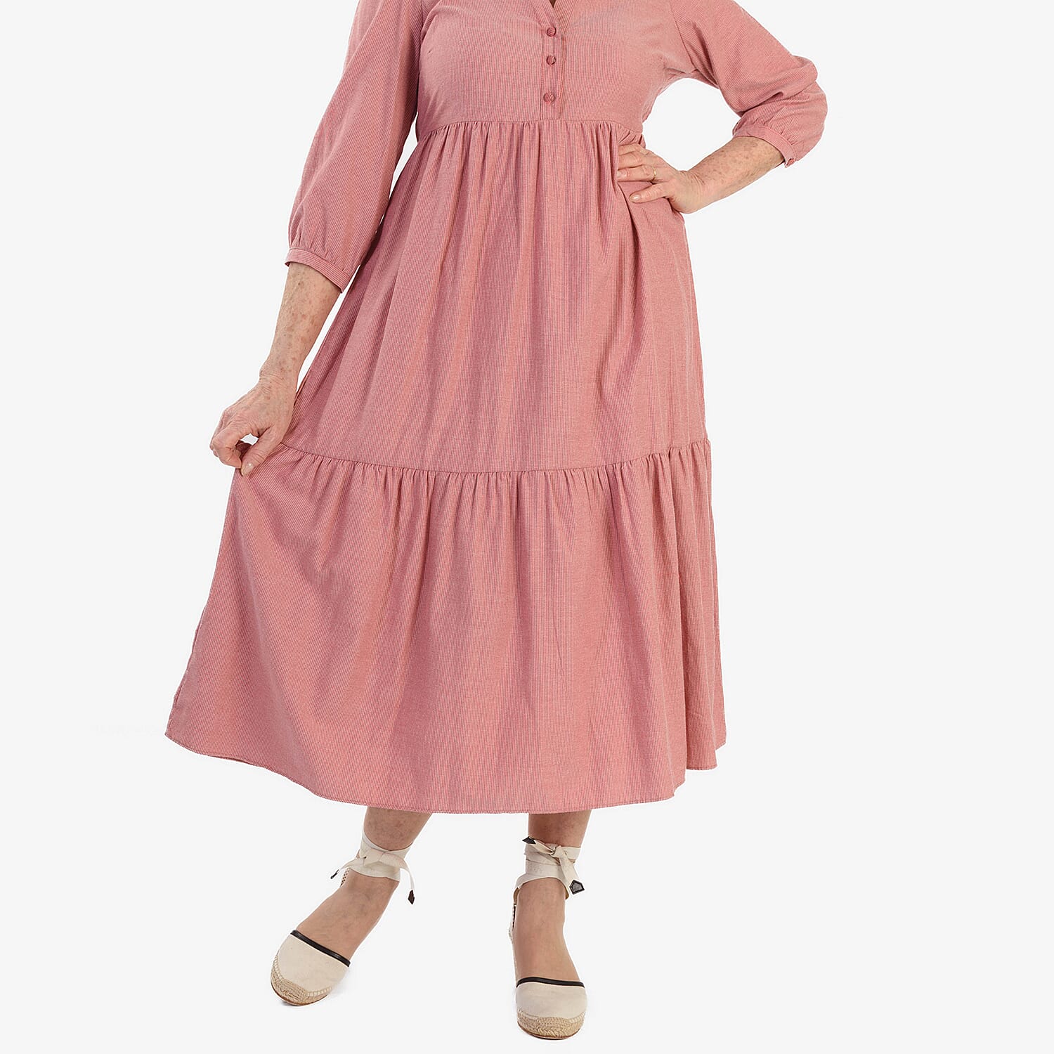 Marina Kaneva Puffed Sleeve Dress (Size 10) - Peach