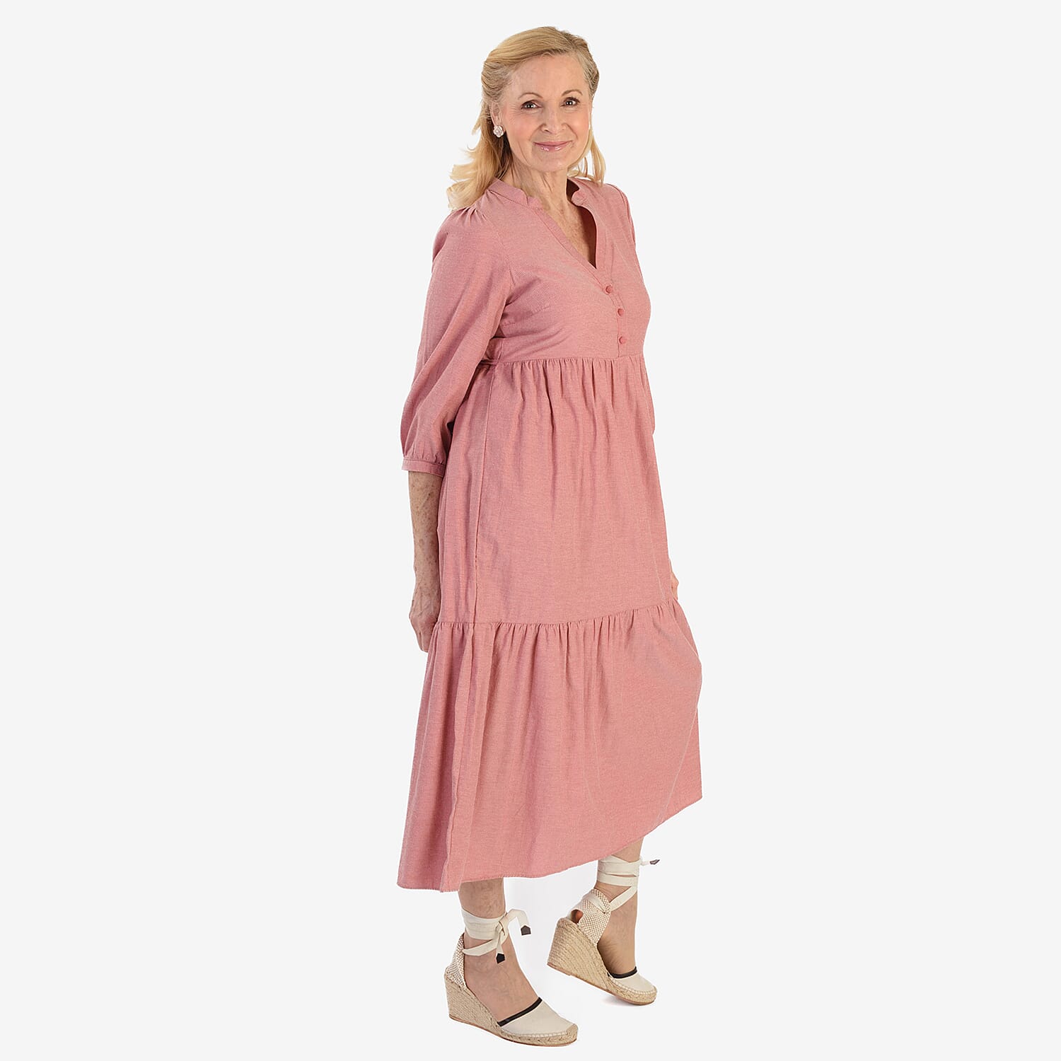 Marina Kaneva Puffed Sleeve Dress (Size 16) - Peach