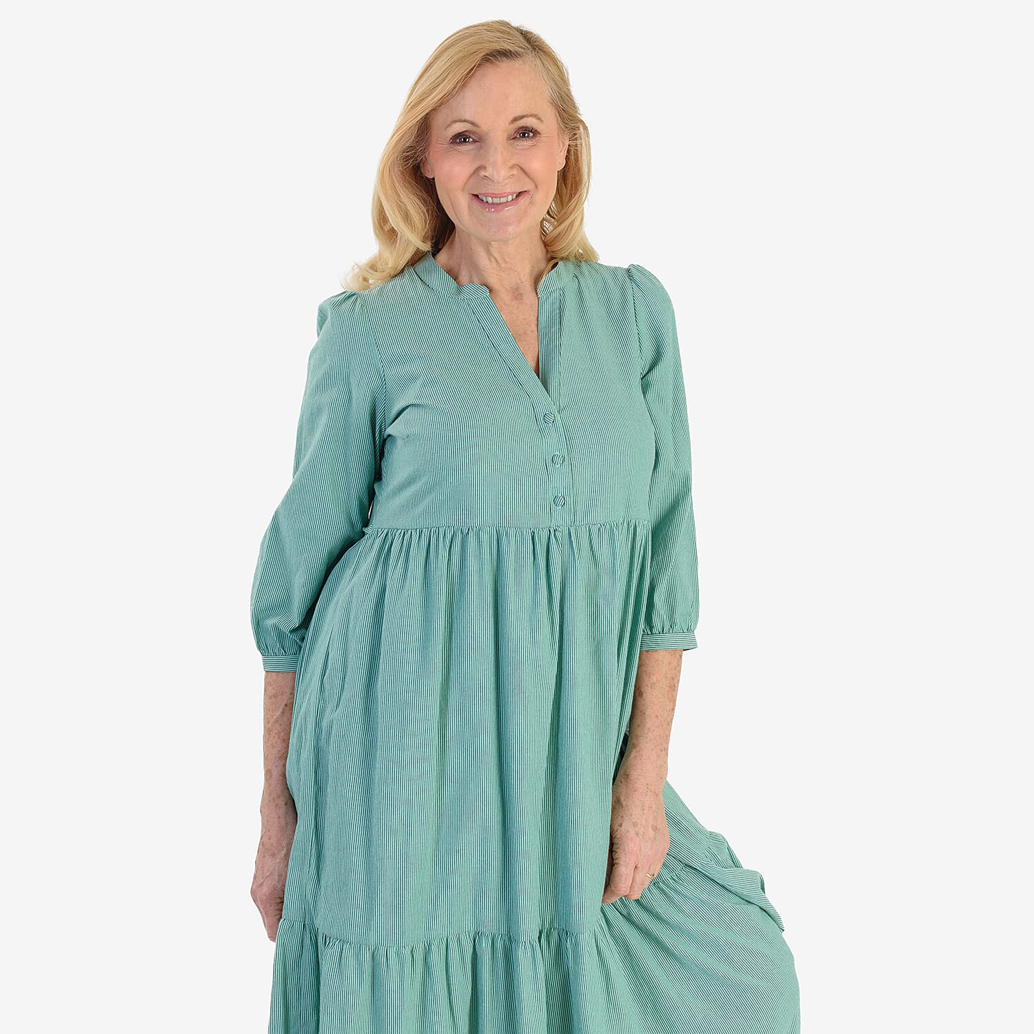 Marina Kaneva Puffed Sleeve Dress (Size 10) - Green