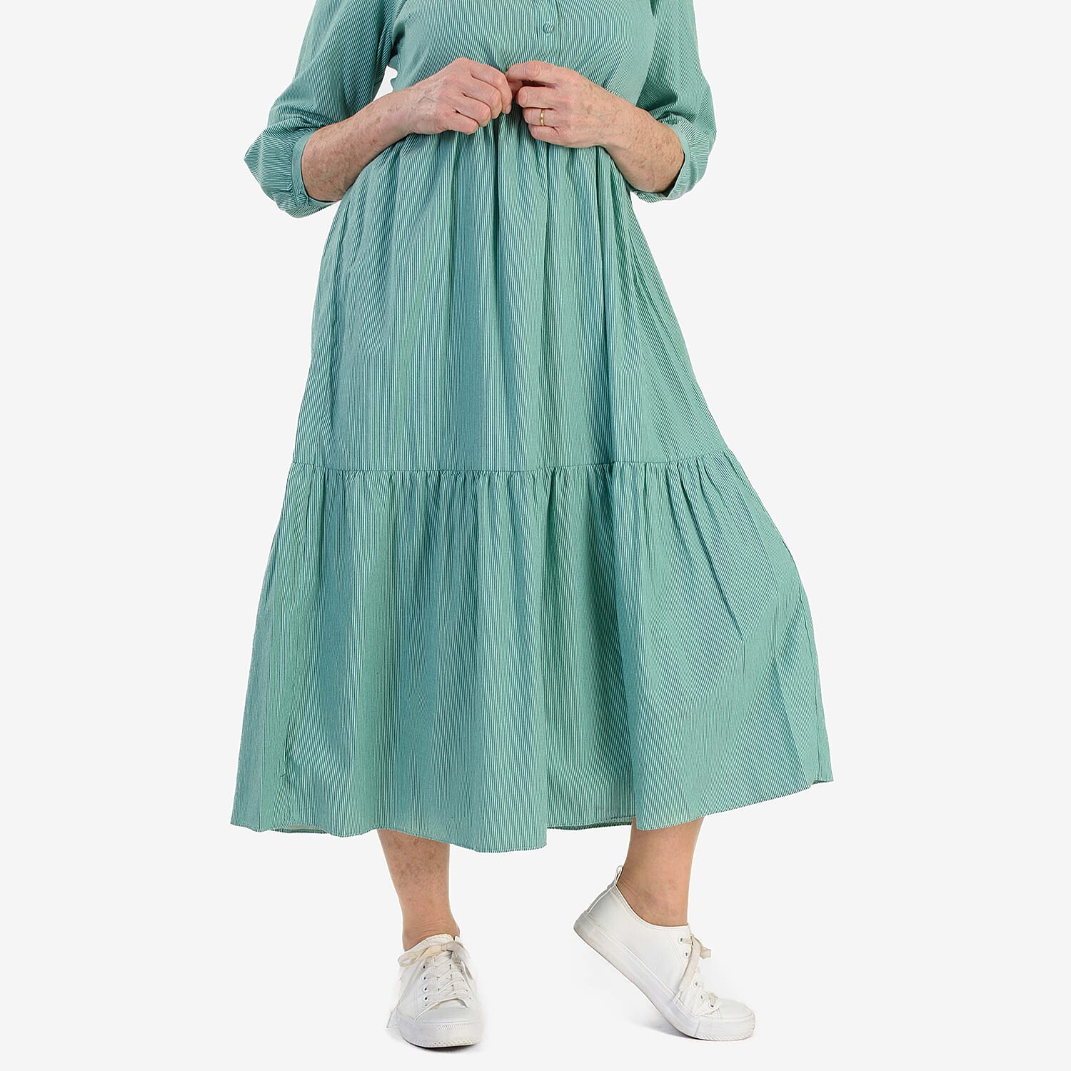 Marina Kaneva Puffed Sleeve Dress (Size 10) - Green