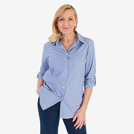 Marina Kaneva Classic Shirt With Pocket (Size 10) - Blue