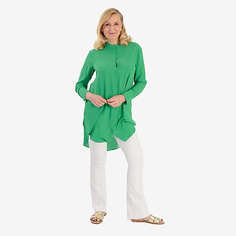 Marina Kaneva Button Down Shirt (Size 14) - Green