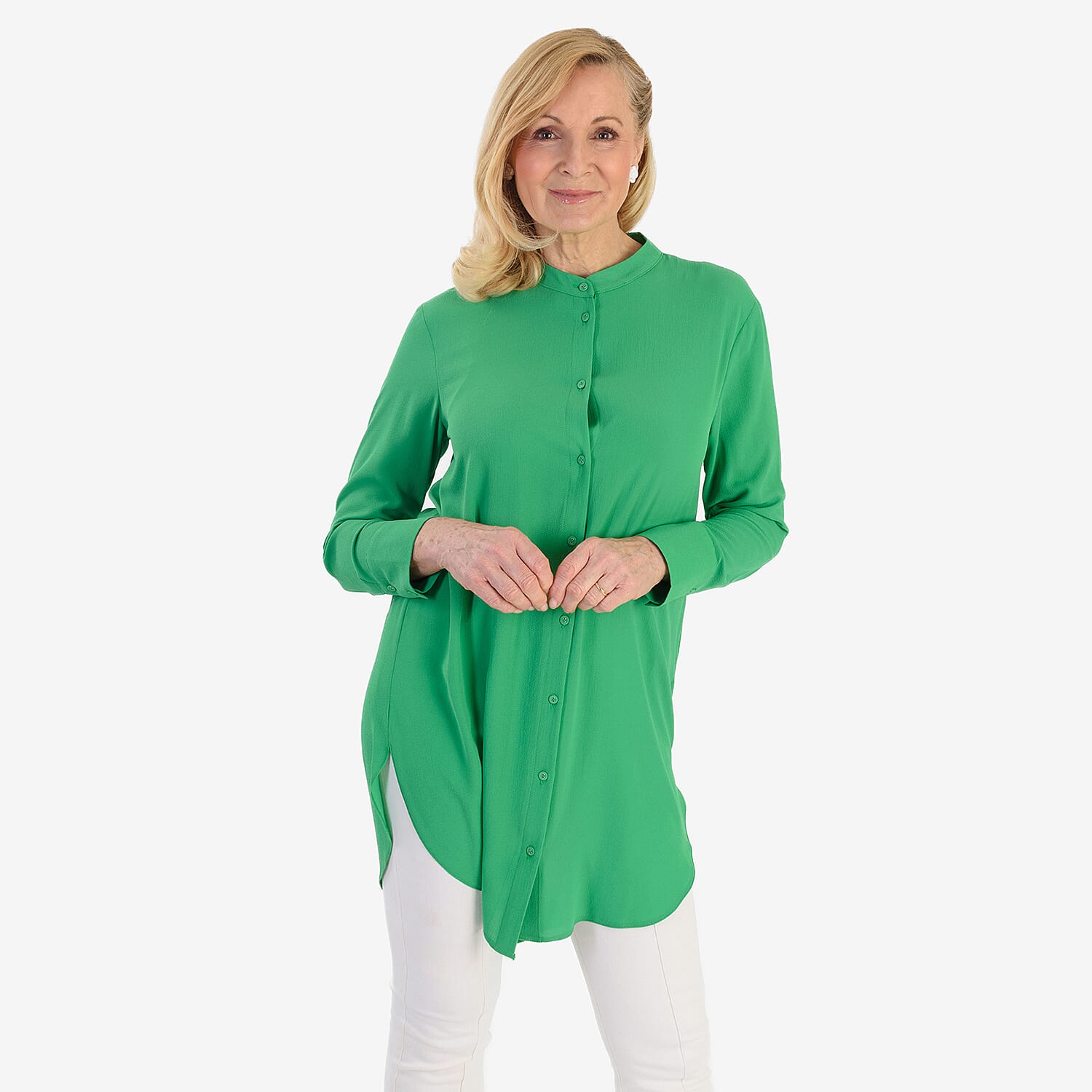 Marina Kaneva Button Down Shirt (Size 22) - Green