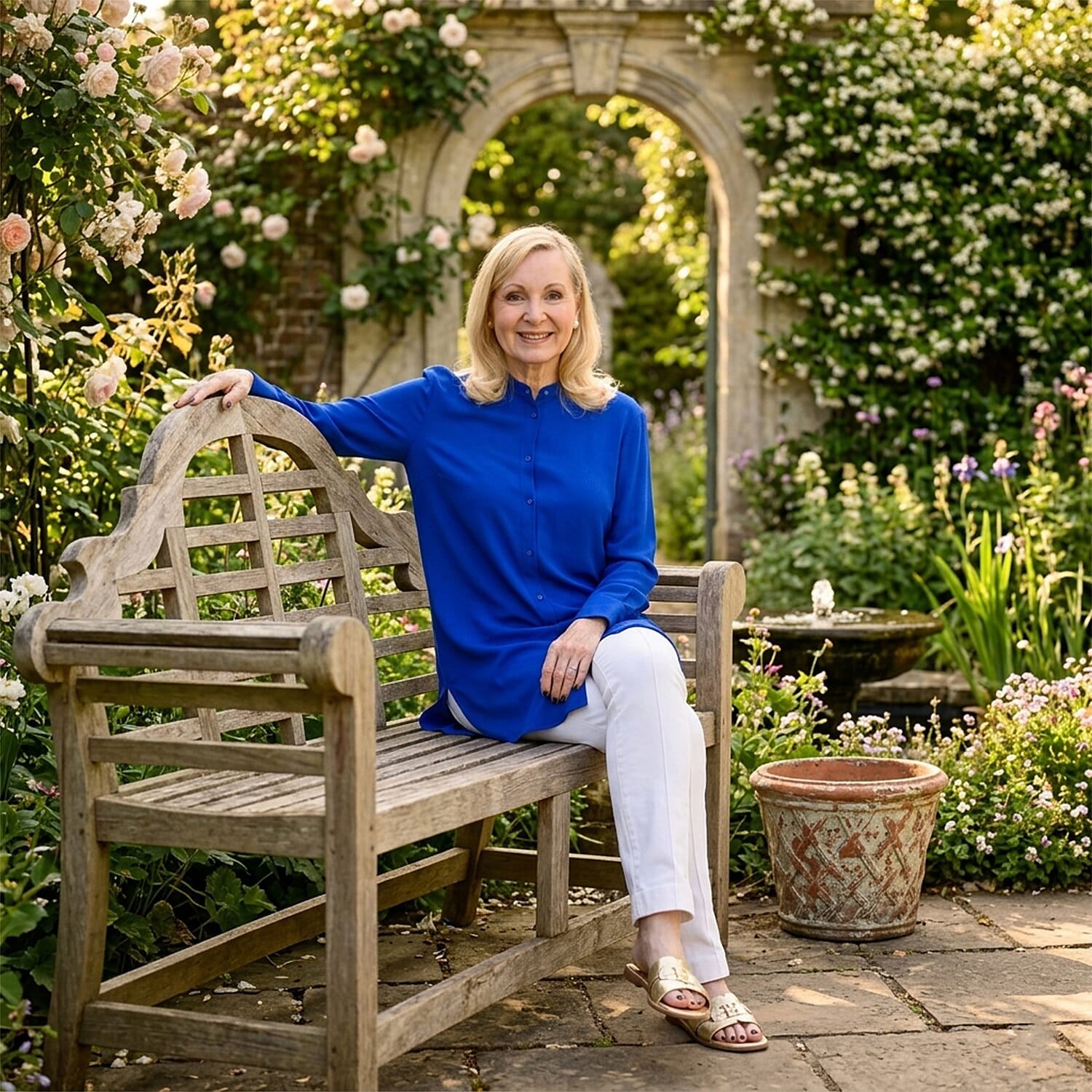 Marina Kaneva Button Down Shirt (Size 14) - Royal Blue