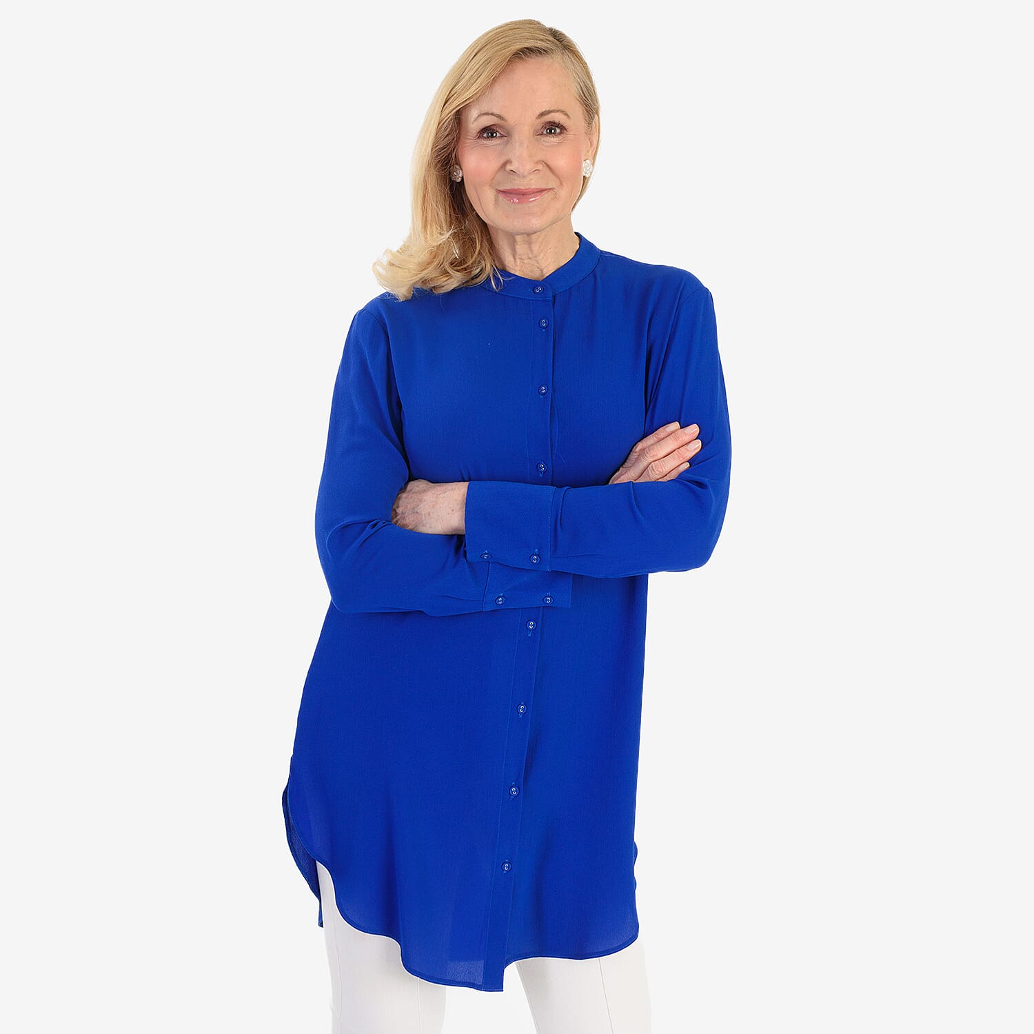 Marina Kaneva Button Down Shirt (Size 16) - Royal Blue