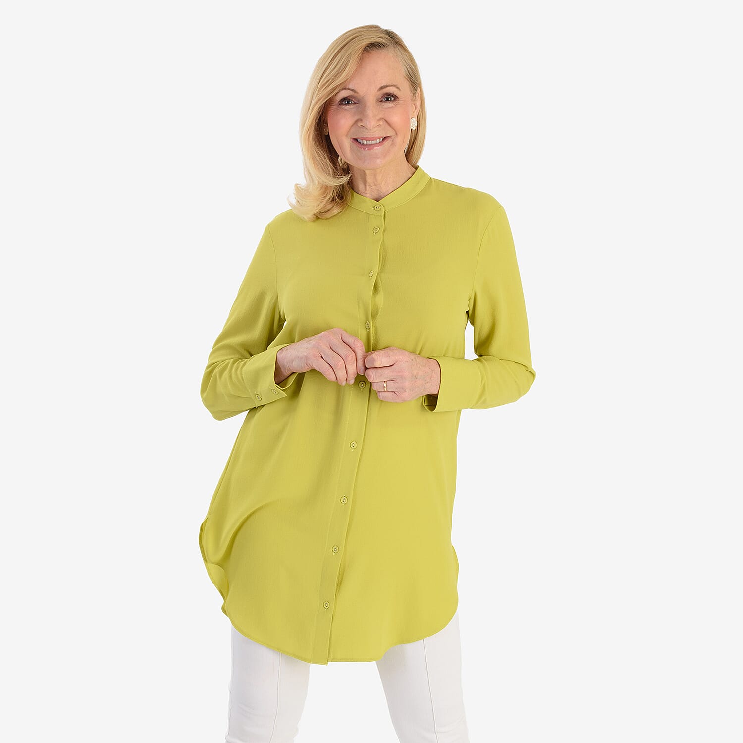 Marina Kaneva Button Down Shirt (Size 10) - Lime