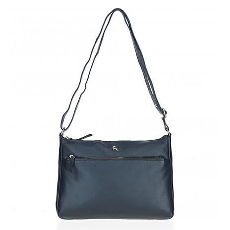 Ashwood Leather Balmoral Handbag with Adjustable Shoulder Strap - Navy