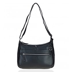 ONE TIME CLOSE OUT DEAL - Ashwood Meath Leather Handbag with Adjustable Shoulder Strap - Black