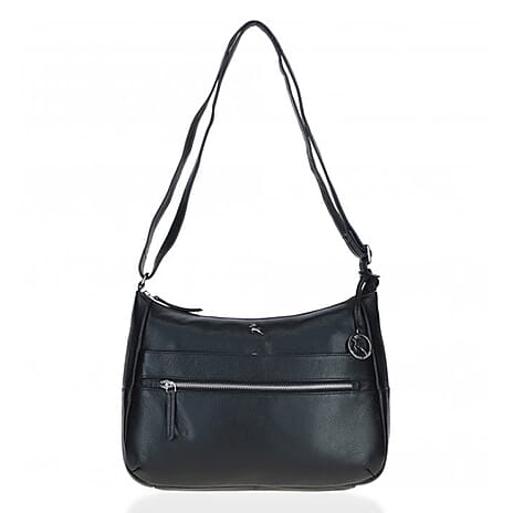 Ashwood Meath Leather Handbag with Adjustable Shoulder Strap - Black