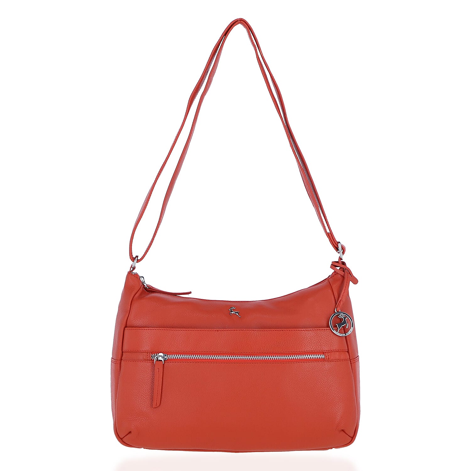 Ashwood Meath Leather Handbag with Adjustable Shoulder Strap - Tangerine