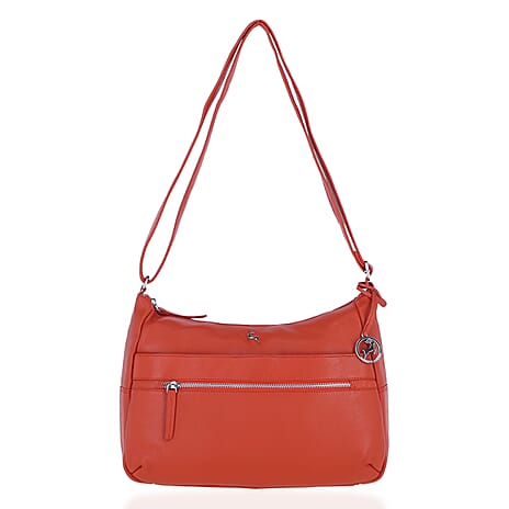 Ashwood Meath Leather Handbag with Adjustable Shoulder Strap - Tangerine