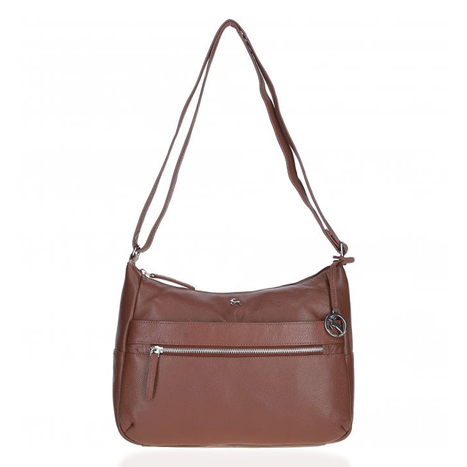 ONE TIME CLOSE OUT DEAL - Ashwood Meath Leather Handbag with Adjustable Shoulder Strap - Cognac Brown