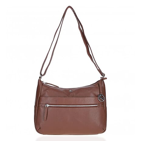 ONE TIME CLOSE OUT DEAL - Ashwood Meath Leather Handbag with Adjustable Shoulder Strap - Cognac Brown