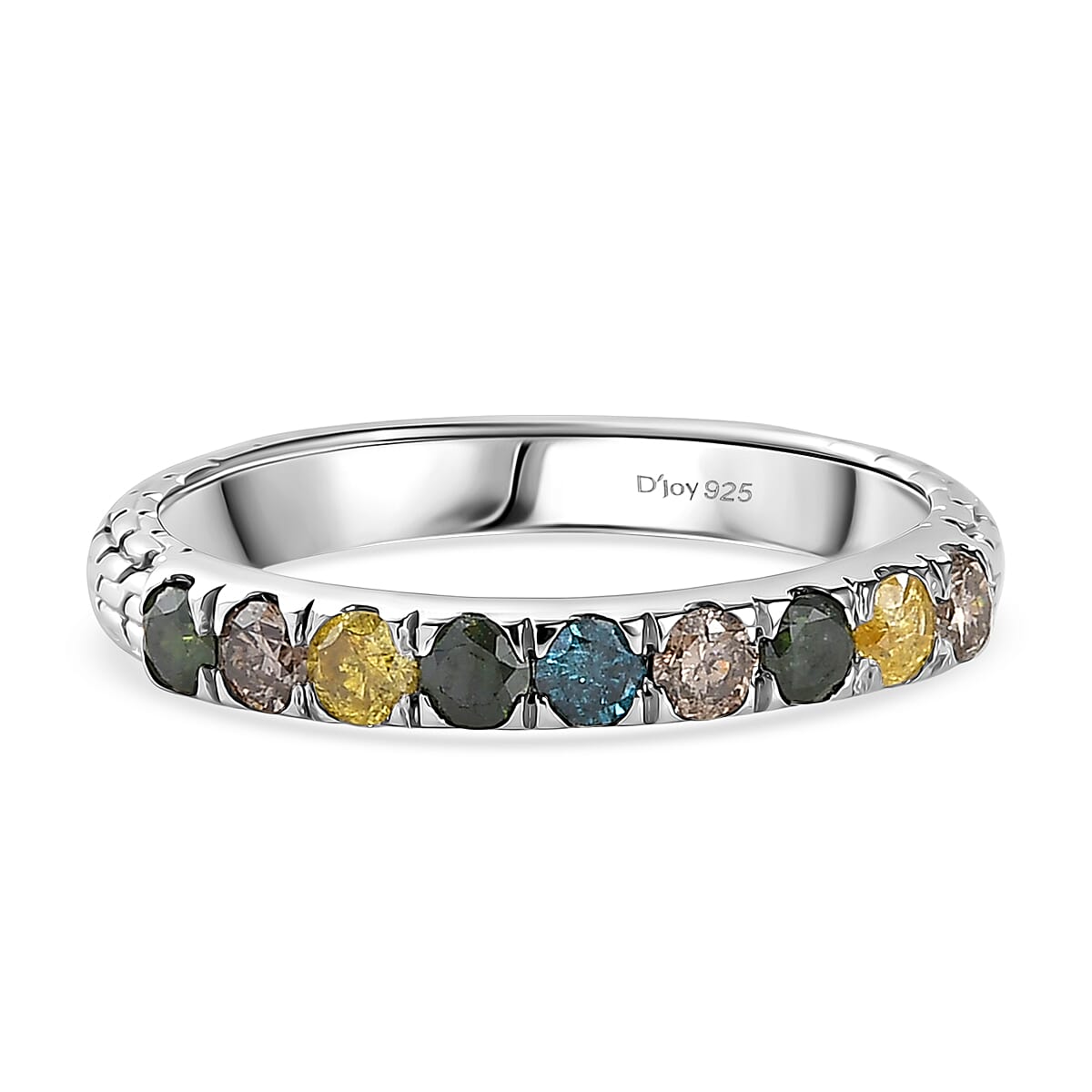 D'Joy Multi Diamond Ring in Rhodium Overlay Sterling Silver 0.58 Ct.